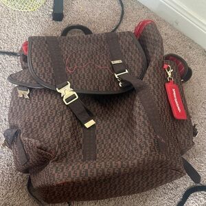 Brown and Red spray ground Backpack